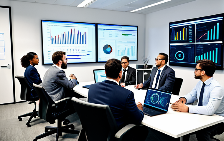 Cybersecurity Strategy Meeting**
"A diverse group of professionals in a modern office setting, gathered around a table for a cybersecurity strategy meeting. Charts and graphs depicting risk analysis and threat mapping are visible on a large display screen. Everyone is fully clothed in appropriate business attire. The atmosphere is collaborative and focused. safe for work, appropriate content, professional, perfect anatomy, natural proportions, well-lit, high-resolution."
**
