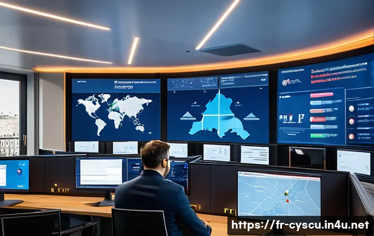 보안 로그 분석의 기본 개념 - A high-tech cybersecurity operations center in Paris, with diverse French IT professionals monitorin...
