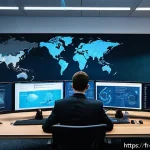 Home 18 CEH 윤리적 해커 자격증 준비 노하우 - A modern cybersecurity training room in a French office setting, featuring a diverse group of adult ...